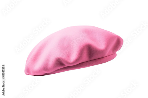 Chic Pink Beret Displayed Elegantly on a Simple White Background on Transparent PNG Background.