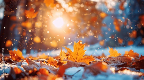 Cozy autumn leaves and winter snowfalls create a serene, seasonal charm with vibrant, snowy landscapes.