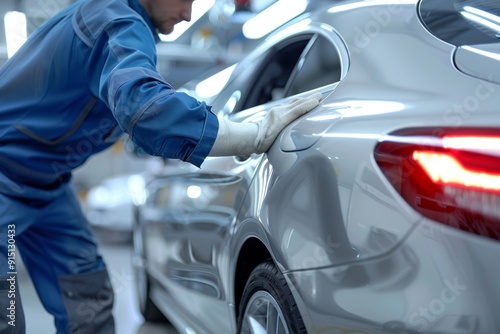 Specialist restores dented car fenders with precision for flawless auto body repair