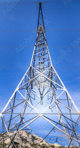 electric pylon - high voltage line in france - europe