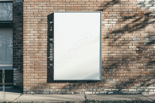 Blank poster on brick wall