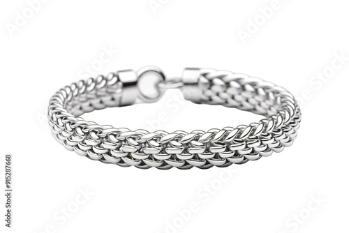 Exquisite Handmade Silver Bracelet Showcasing Intricate Detailing Under Soft Natural Light at Afternoon on Transparent PNG Background.