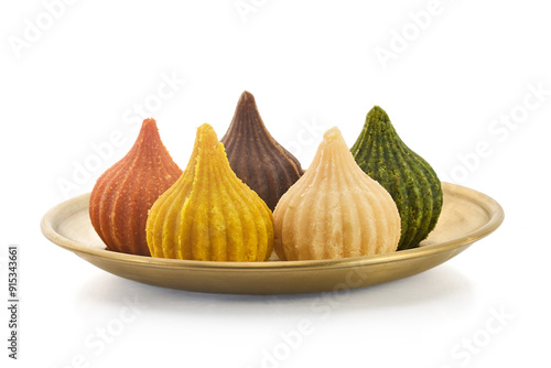 Ganesh Chaturthi Festival. Colorful Modaks Indian sweet dumpling