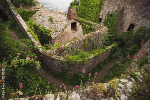 View of Forte Sperone (Sperone Fort) , one of the most important and better preserved structures of the fortifications of Genoa, Italy.