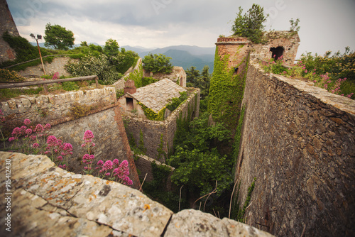 View of Forte Sperone (Sperone Fort) , one of the most important and better preserved structures of the fortifications of Genoa, Italy.