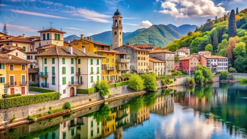 Picturesque riverside town in Lombardia, Italy , Vaprio d'Adda, Lombardia, Italia, charming, historic