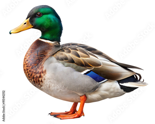 mallard duck isolated on white background. AI GENERATED