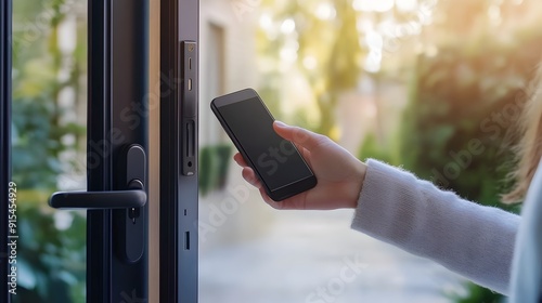 Smart Home Security Unlocked by Smartphone with Keyless Entry System