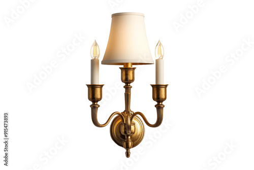 Antique Gold Wall Sconce with White Shade