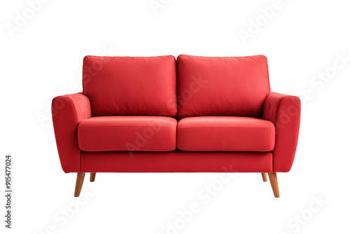 Red Sofa with Wooden Legs