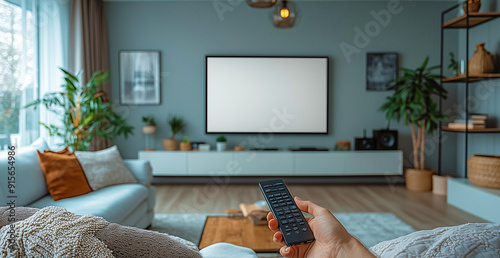 Regarder un téléfilm sur un canapé a la maison. 