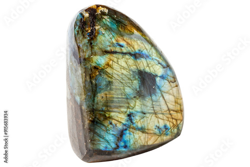 Labradorite mineral stone on white background close up