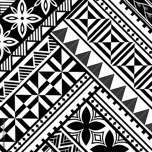 Polynesian tattoo tribal pattern background design. Samoan pattern decoration wallpaper.