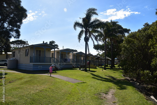 A holiday village consisting of cute little mobile homes / trailers in Australia