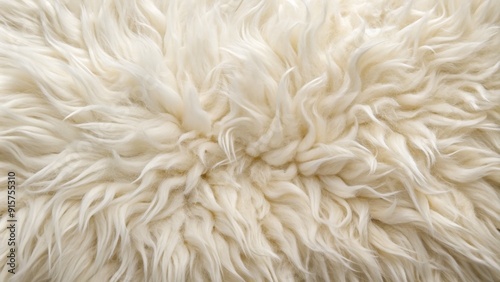 A close-up of soft white sheepskin fur, showcasing the luxurious texture and natural beauty of the material. This image evokes feelings of comfort, warmth, and coziness.