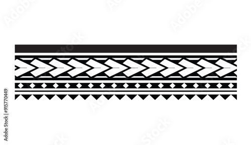 Polynesian pattern tribal tattoo border. Tribal tattoo geometric fore arm samoan band.Tattoo eps forearm samoan bracelet. Fabric seamless isolated hawaiian pattern on white background.