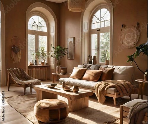 light brown theme living room