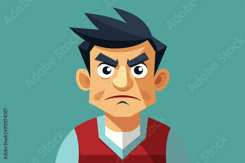 A customizable character expresses annoyance with a frown, showcasing clear frustration in a simple illustrated style against a solid background