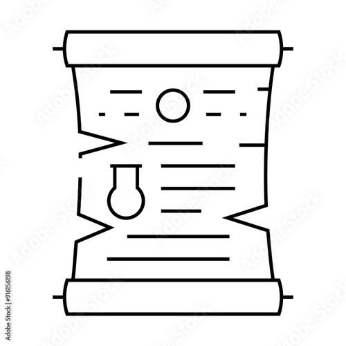 scroll with magic spell line icon vector. scroll with magic spell sign. isolated contour symbol black illustration