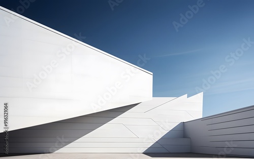 Abstract architectural structure with sharp angles and smooth surfaces