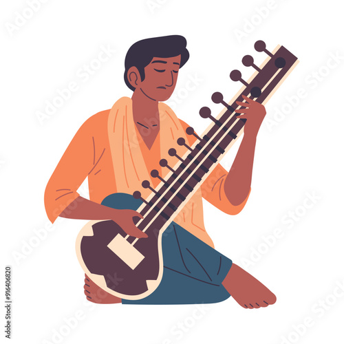 man playing a sitar