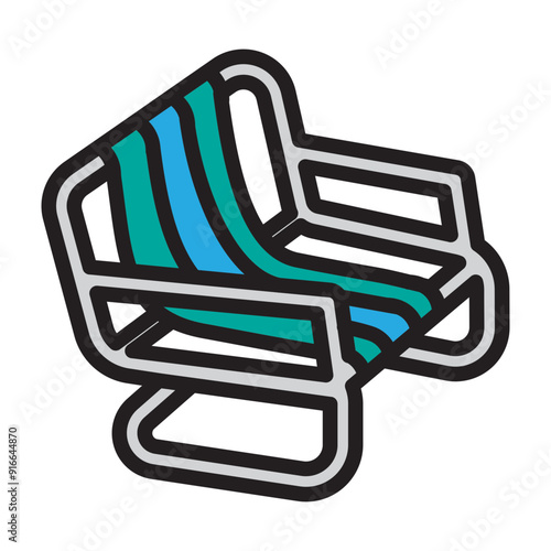 Lawn Chair Vector Filled Icon Design