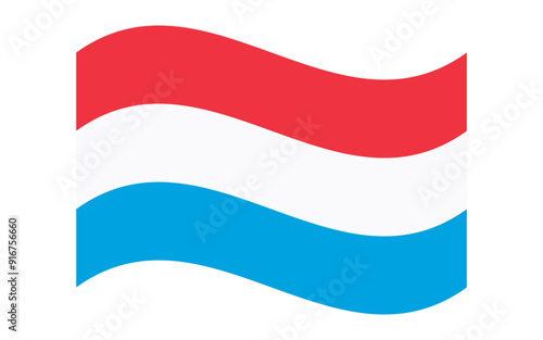 Wavy flag of Luxembourg, isolated on transparent background. Flag of the Grand Duchy of Luxembourg. Vector illustration