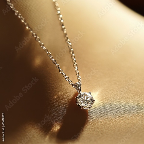 Solitaire Elegance: A timeless and elegant solitaire diamond pendant necklace, featuring a sparkling round brilliant diamond set in a delicate silver chain. 