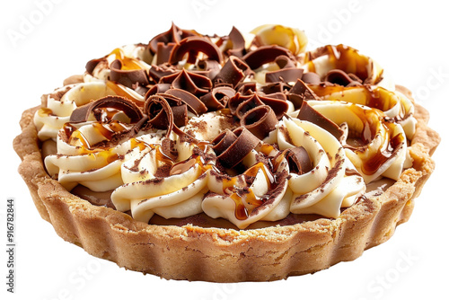 Delicious Banoffee Pie with Caramel Isolated On Transparent Background