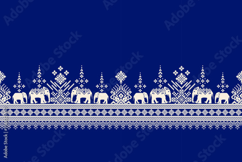 Thai pattern,elephant background vector illustration.