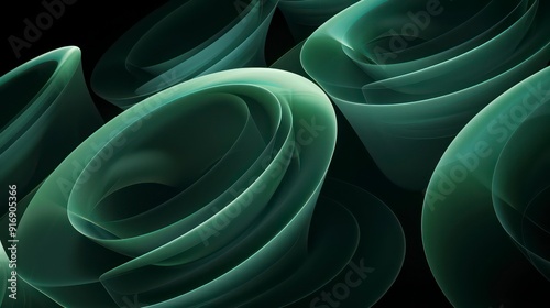 abstract dark green background with tridimensional elliptical shapes