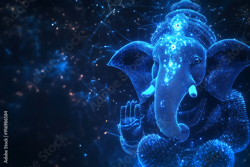 An abstract digital background featuring the beloved Hindu deity Ganesha