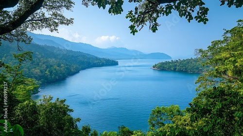 The coastlines of the Andaman Islands feature picturesque hills offering stunning views and supporting diverse ecosystems rich in marine life and unique terrestrial flora and fauna : Generative AI