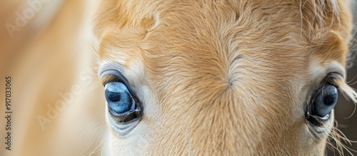 Close up of a palomino foal s face with stunning blue eyes perfect for a copy space image