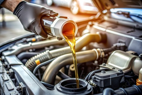 Refueling and pouring machine oil into the engine