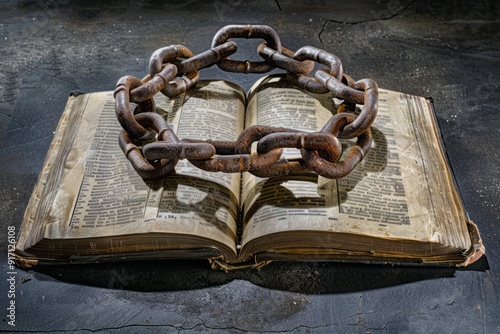 A powerful visual of a symbolic broken chain and an open book with historical texts, placed on a textured surface.August 23rd.Freedom Day.End of slavery.Slavery Remembrance Day.