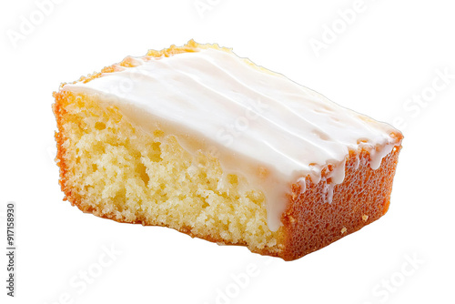 A delicious slice of cake with a smooth icing on top, perfect for dessert lovers and special occasions.