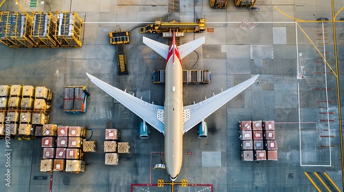 Airplane in the airport terminal Travel and transportation concept.