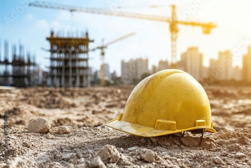 Safety Hat placed on a construction site