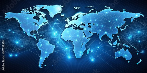 Global Network Connections, World Map, Network, Connectivity, Technology