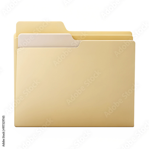 Manila file folder with three tabs, cut out transparent