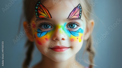 Little Girl Enjoys Halloween Face Painting