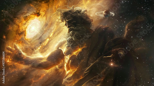 Zeus, King of the Gods, Amidst the Cosmic Expanse