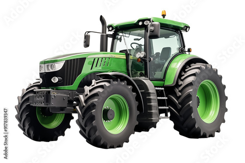 Agricultural green tractor on transparent background. Topics related to the agricultural world. Image for graphic designer. Agricultural job offer. Organic farming Transparent background png cutouts 