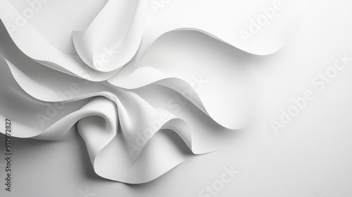 Dynamic interplay of angular and curvilinear shapes in monochrome on a mural wallpaper.