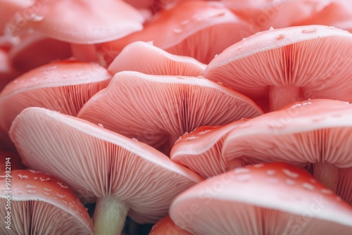 Pink Mushrooms Close Up