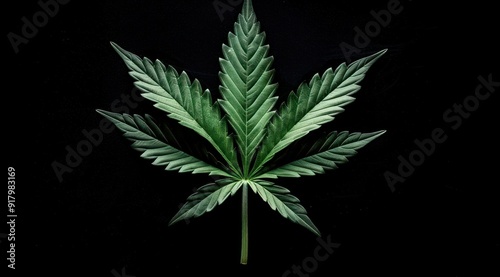 marijuana cannabis leaf on black background