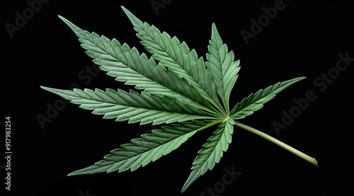 marijuana cannabis leaf on black background