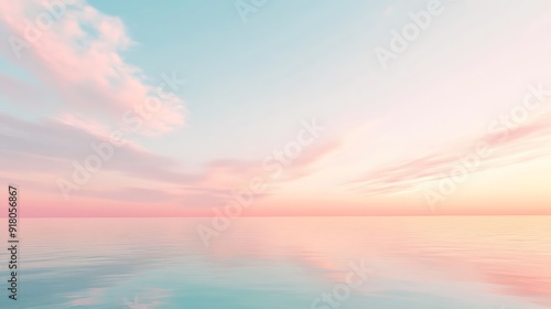 A serene sky at sunrise, with soft pastel colors spreading across the horizon