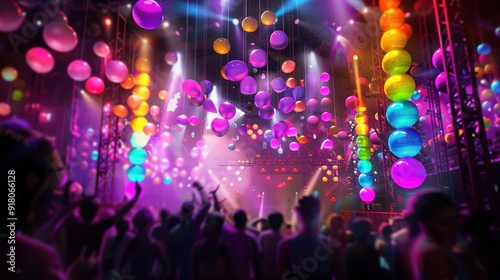 Vibrant Festival Celebration with Colorful 3D Stages and Animated Performances